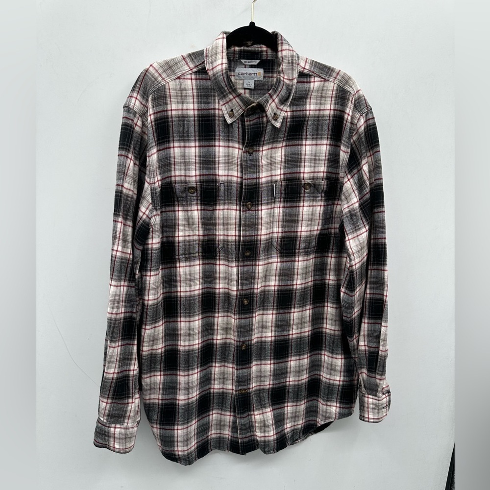 Carhartt heritage plaid relaxed fit men gorpcore outdoor cotton flannel. LARGE - Picture 2 of 11